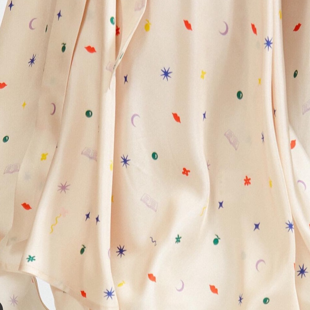 Anthropologie Apalma (ethical and sustainable brand) 100% Silk Wrap Dress-Cream - Picture 10 of 12